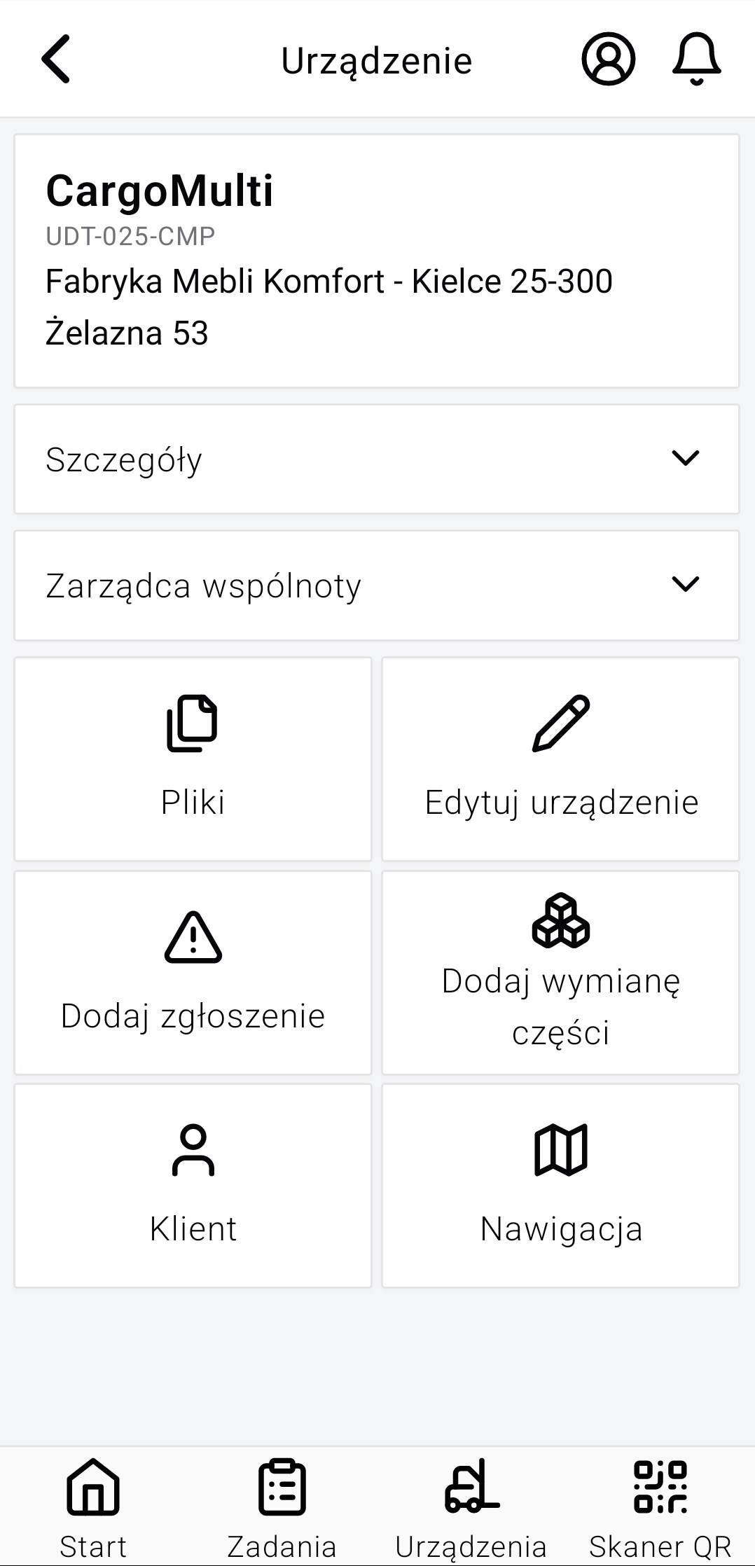Szczegóły urządzenia